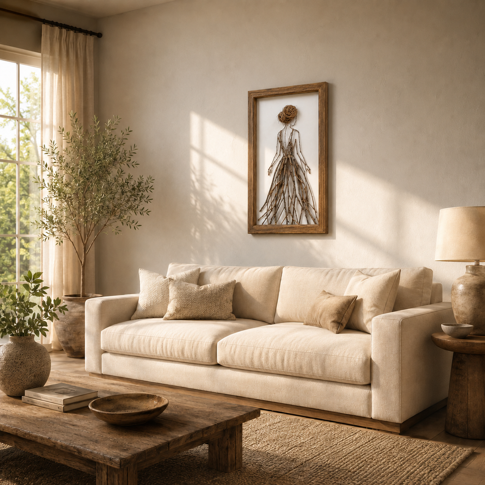 Framed Botanical Wall Art – Handmade Natural Twig Art or 3D UV-Embossed Canvas Print