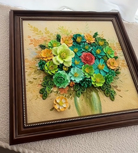 Handmade 3D Pinecone Flower Wall Art – Framed Textured Mixed-Media Art