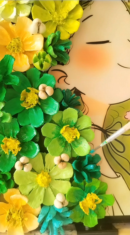 Arte de pared de flor de piña 3D hecha a mano – Arte texturizado de técnica mixta enmarcado