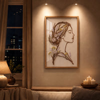 Lavender Rose Muse Framed Botanical Woman Wall Art – Handmade Natural Twig Sculpture or 3D Textured Relief Art