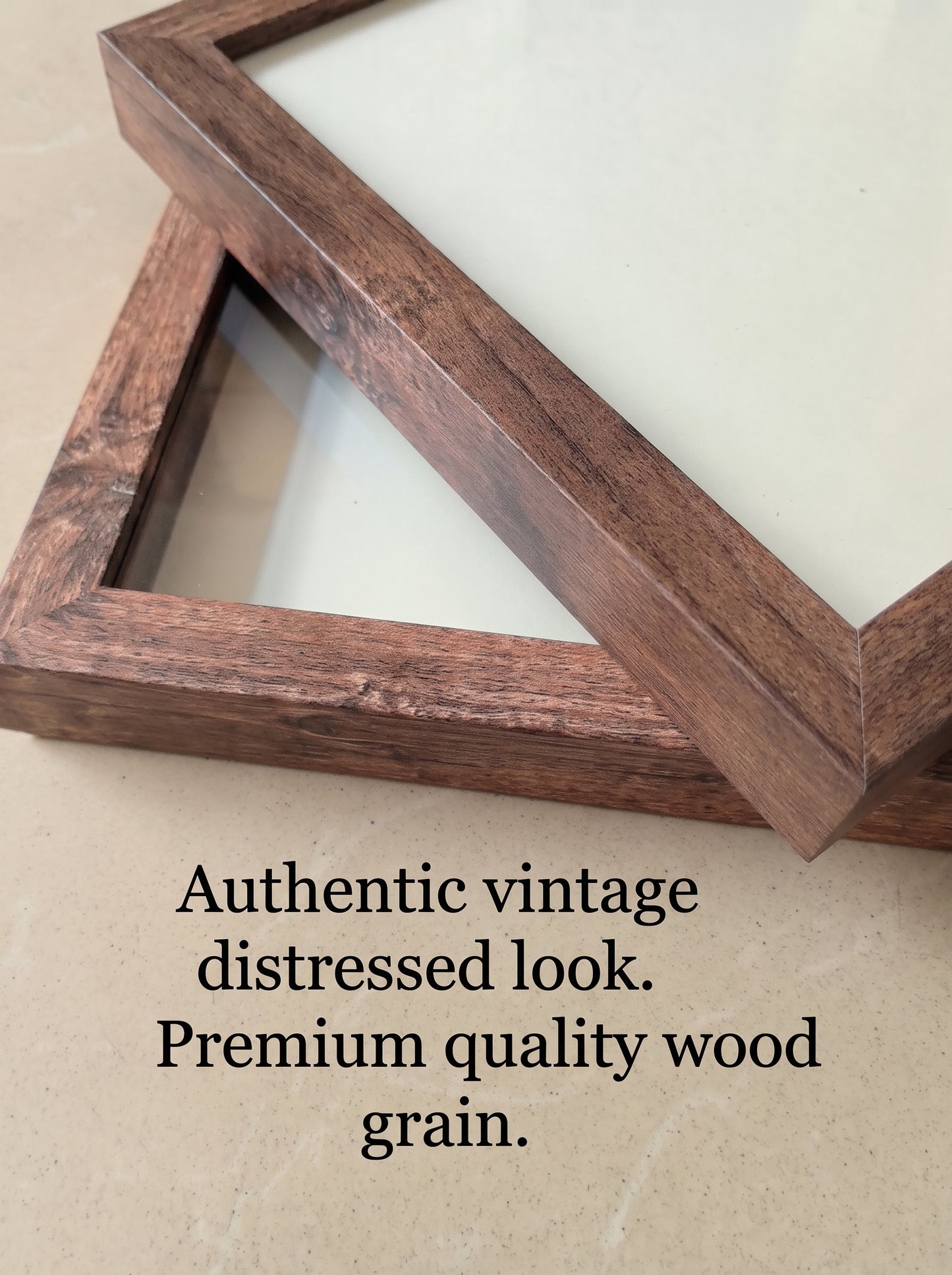 Vintage Wood-Look Deep Shadow Box Picture Frame with Acrylic Front