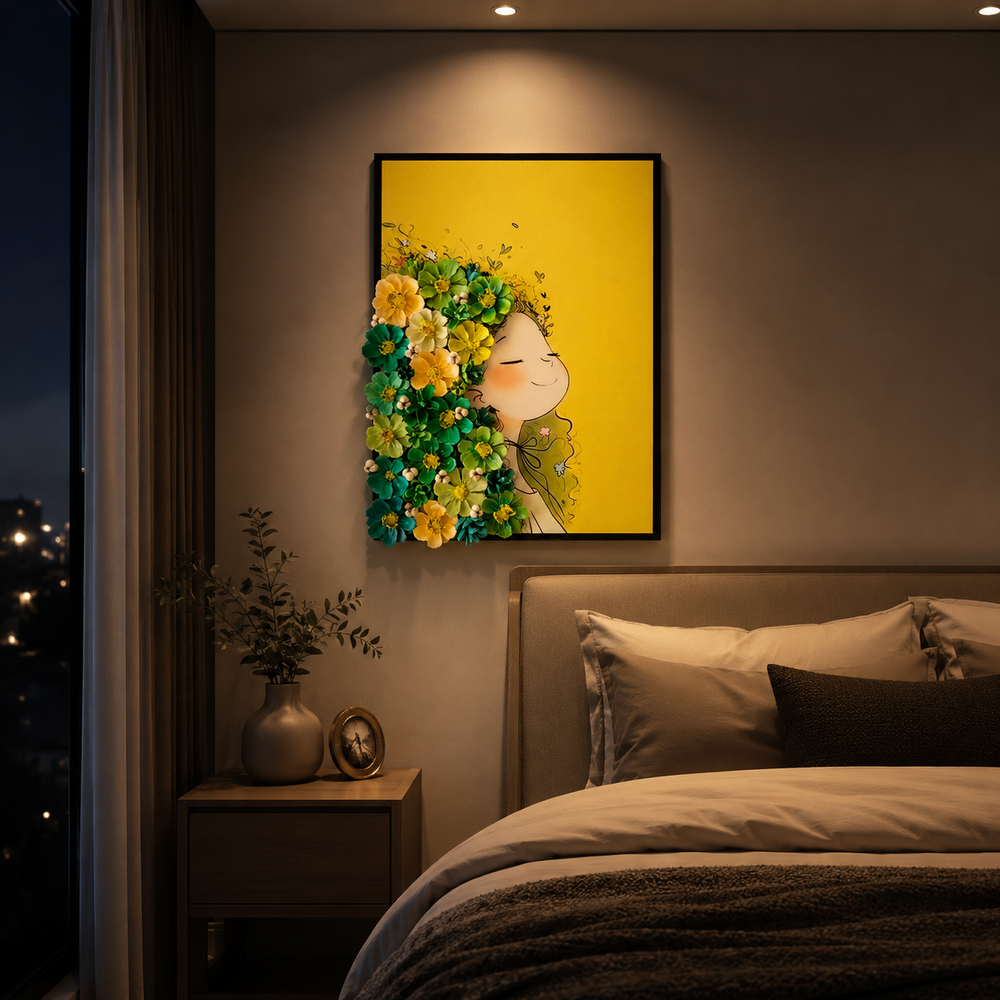 Pinecone Floral Muse Wall Art – Handmade Painted Pinecone Flowers on Textured Mixed Media Artwork