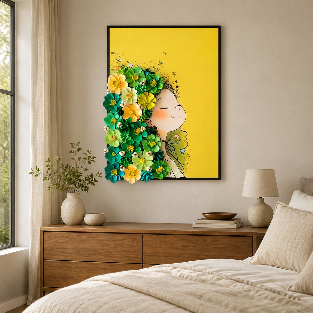 Pinecone Floral Muse Wall Art – Handmade Painted Pinecone Flowers on Textured Mixed Media Artwork