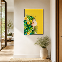Pinecone Floral Muse Wall Art – Handmade Painted Pinecone Flowers on Textured Mixed Media Artwork