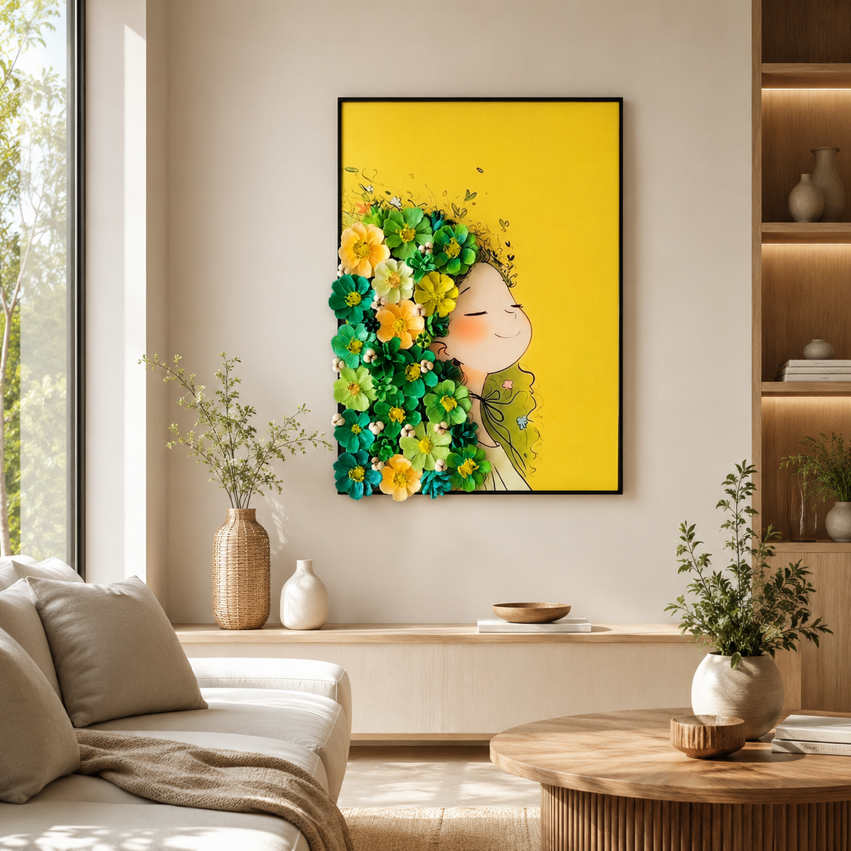 Decoración de pared artesanal de piñas florales – Flores de piña pintadas a mano sobre obras de arte de técnica mixta texturizada