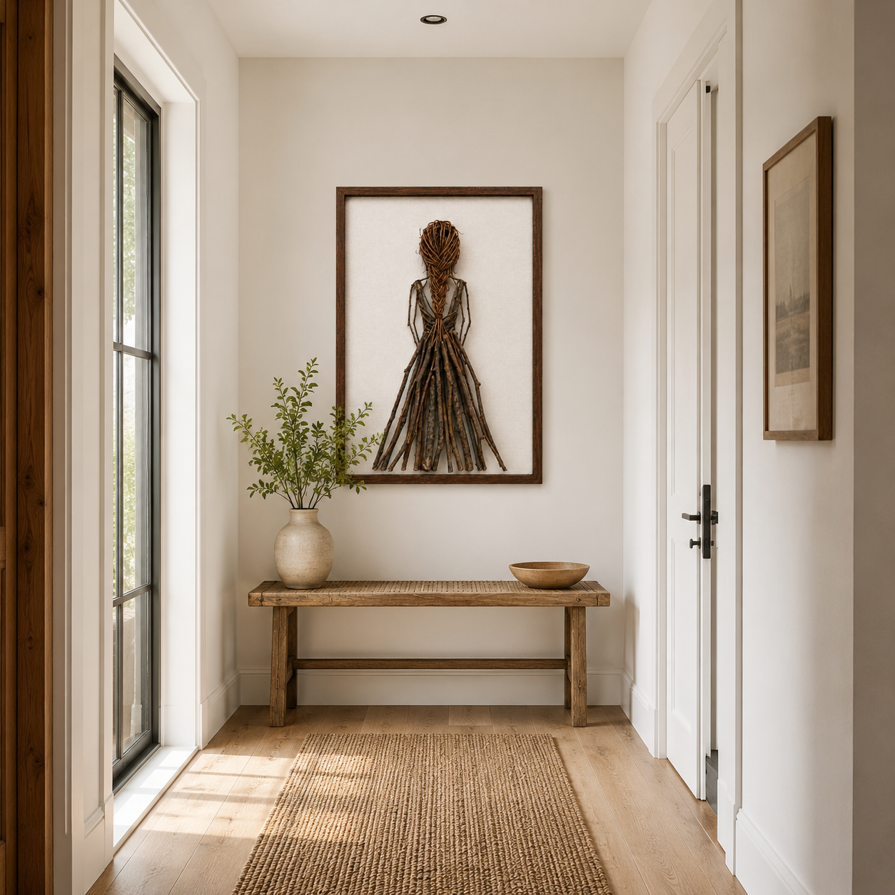 Handmade Botanical Woman Wall Art – Handmade Natural Twig Sculpture or 3D Textured Relief Art