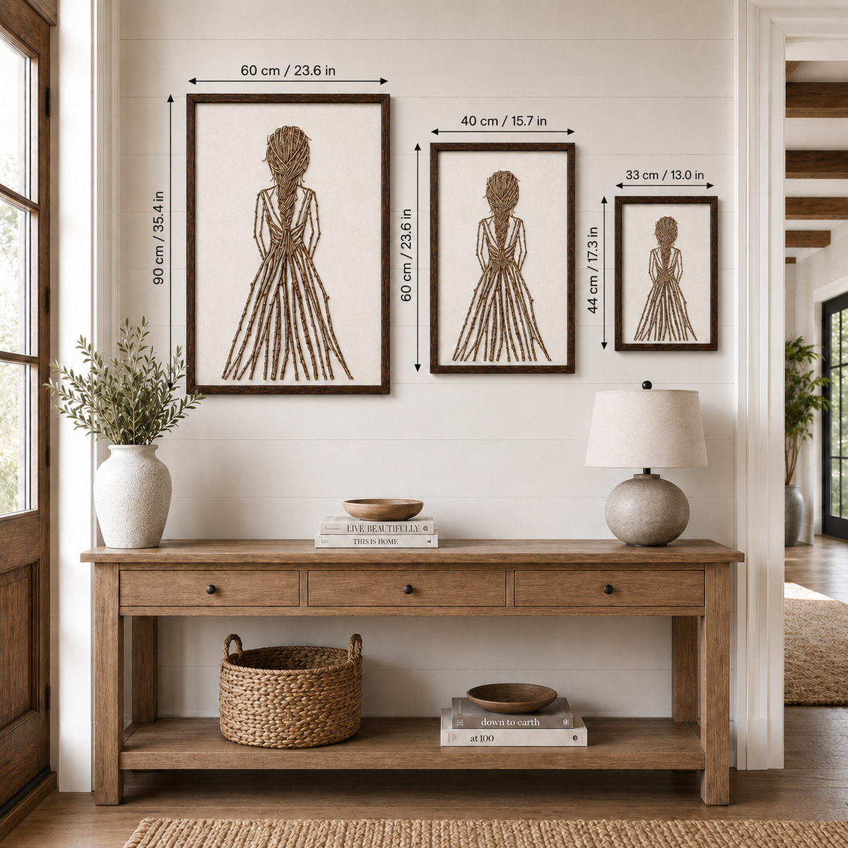 Handmade Botanical Woman Wall Art – Handmade Natural Twig Sculpture or 3D Textured Relief Art