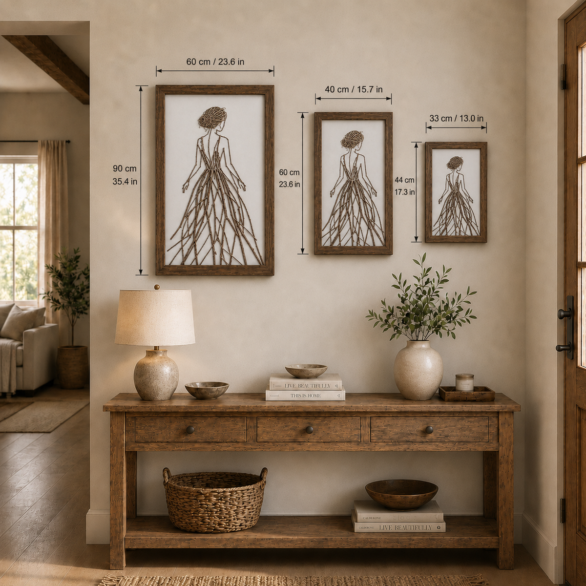 Framed Botanical Wall Art – Handmade Natural Twig Art or 3D UV-Embossed Canvas Print